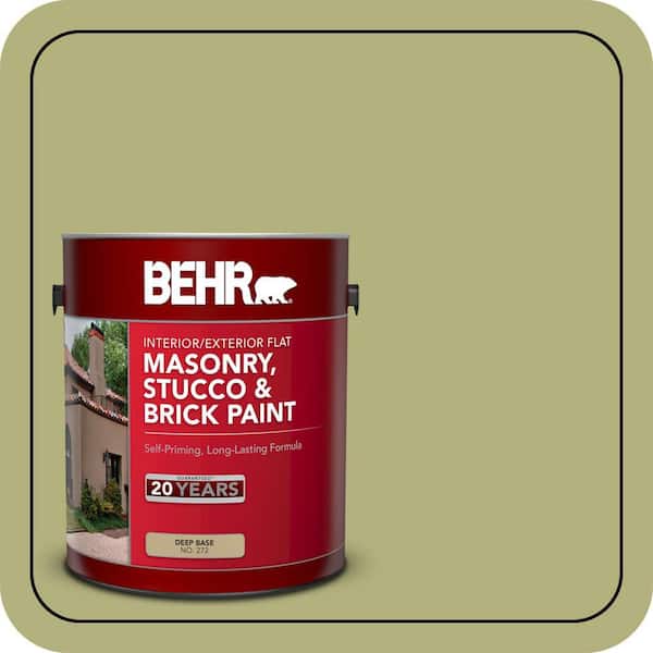 BEHR 1 gal. #M340-5 Fresh Artichoke Flat Interior/Exterior Masonry, Stucco and Brick Paint (2)