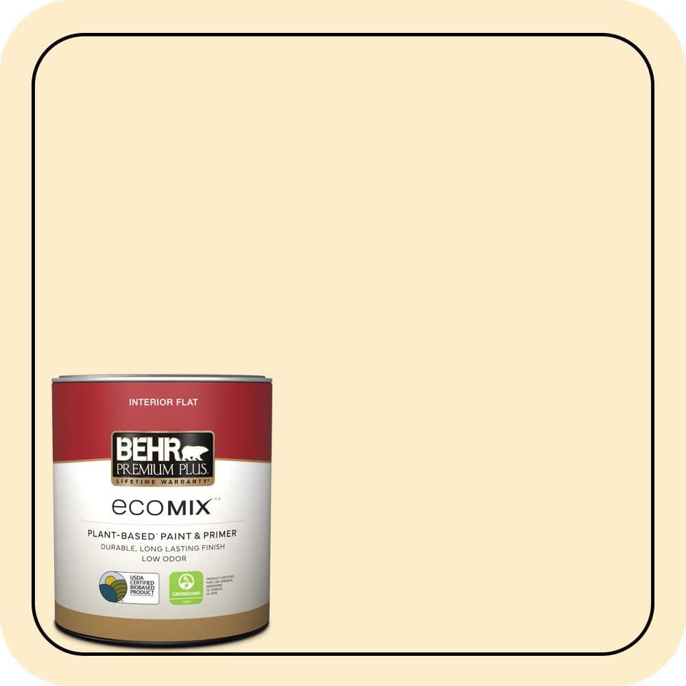 BEHR PREMIUM PLUS 1 qt. #P270-1 Honey Infusion Flat EcoMix Plant-Based Interior Paint & Primer (1)