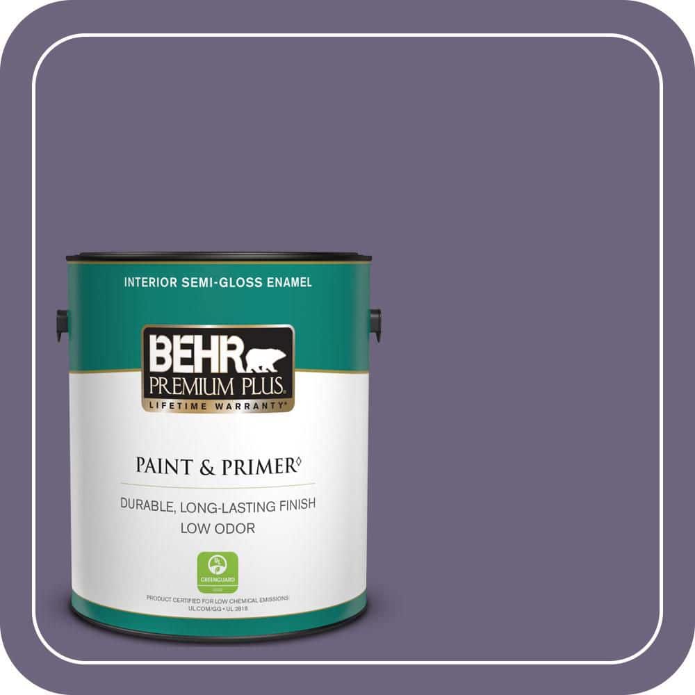 BEHR PREMIUM PLUS 1 gal. #650F-6 Victorian Iris Semi-Gloss Enamel Low Odor Interior Paint & Primer