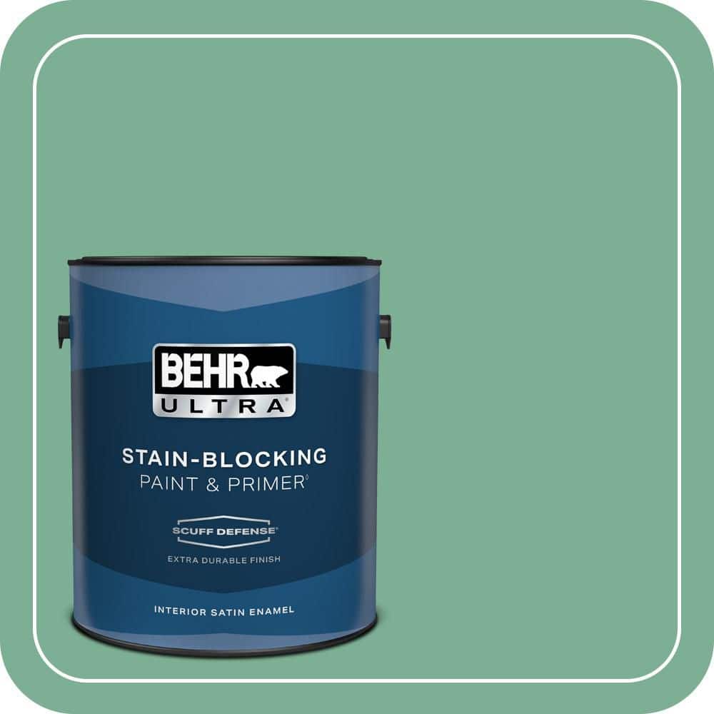 BEHR ULTRA 1 gal. #MQ6-12 Nature Green Extra Durable Satin Enamel Interior Paint & Primer