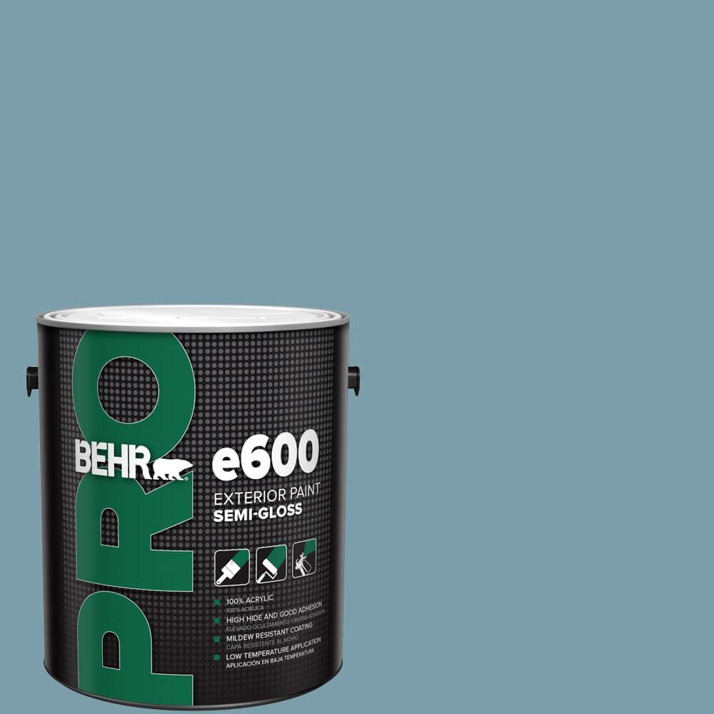 BEHR PRO 1 gal. #S470-4 Dolphin Blue Semi-Gloss Exterior Paint (1)