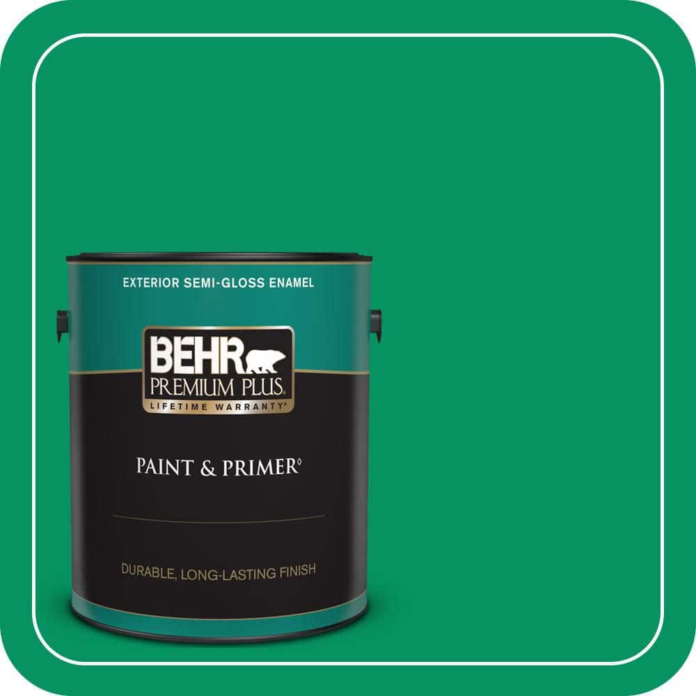 BEHR PREMIUM PLUS 1 gal. #470B-6 Emerald Lake Semi-Gloss Enamel Exterior Paint & Primer