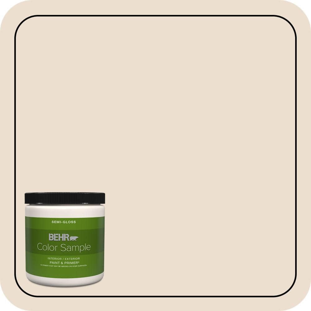 BEHR PREMIUM PLUS 8 oz. #W-F-120 Natural Linen Semi-Gloss Interior/Exterior Paint & Primer Color Sample