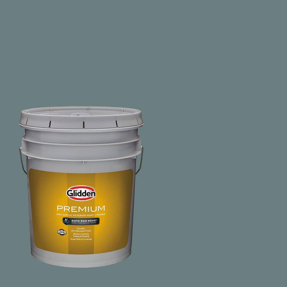 Glidden Premium 5 gal. PPG1034-6 Blue Blood Flat/Matte Exterior Paint (1)