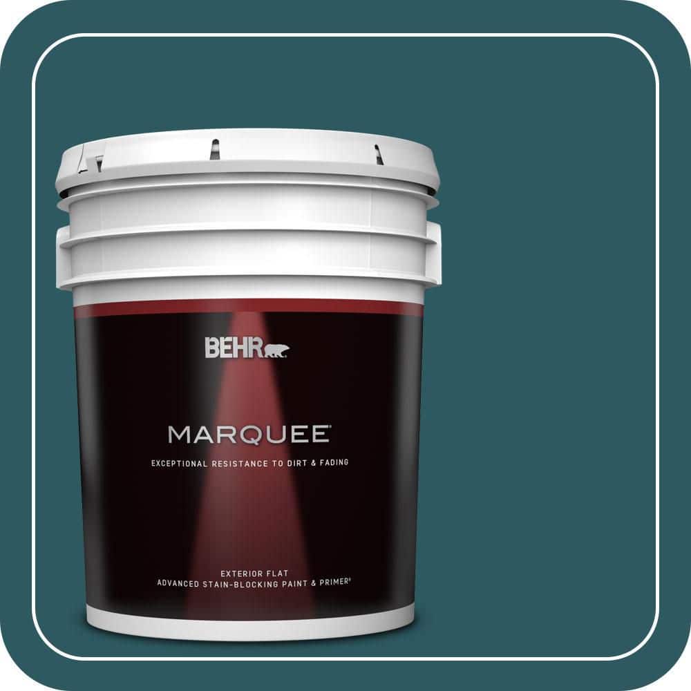 BEHR MARQUEE 5 gal. #QE-47 Petro Blue Flat Exterior Paint & Primer
