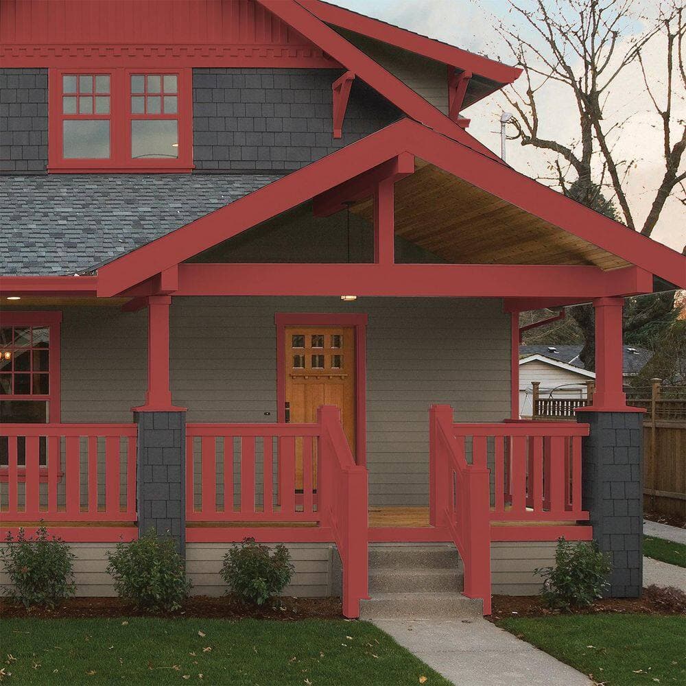 Glidden Premium 1 gal. PPG1058-7 Autumn Ridge Semi-Gloss Exterior Latex Paint (4)