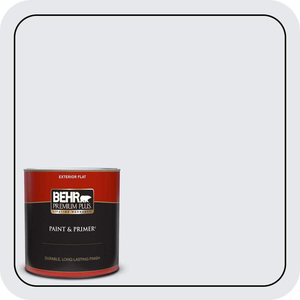 BEHR PREMIUM PLUS 1 qt. #PR-W10 Swirling Water Flat Exterior Paint & Primer (1)