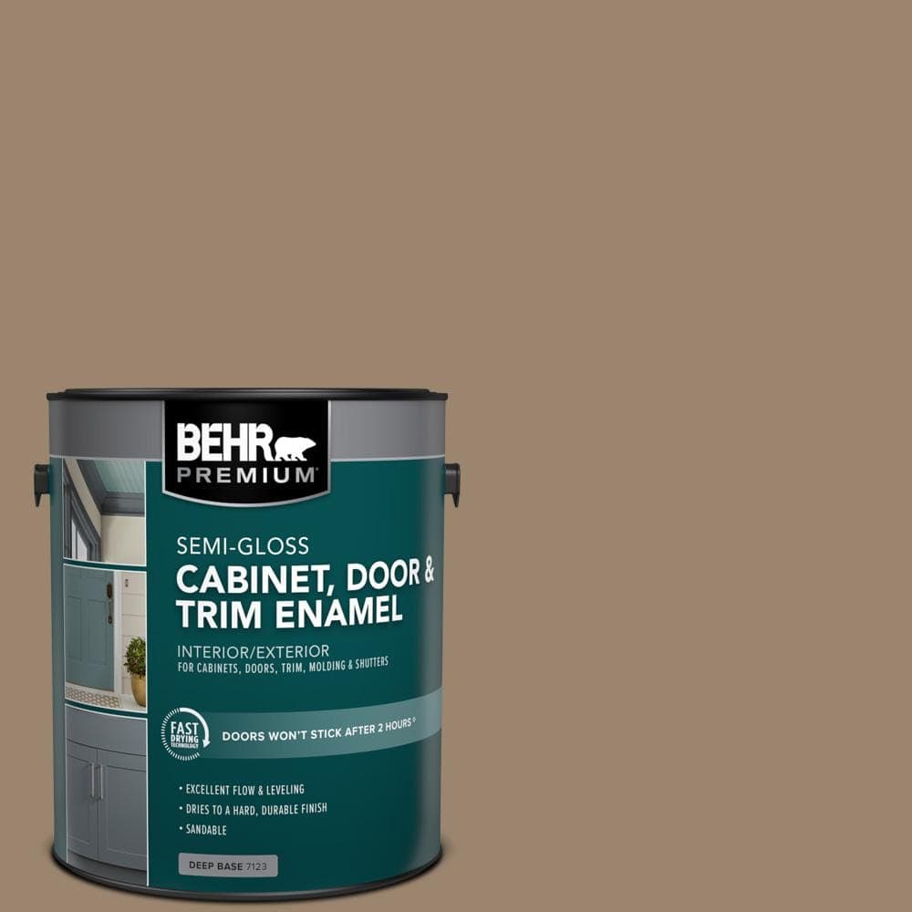 BEHR PREMIUM 1 gal. #MQ2-48 Sturdy Brown Semi-Gloss Enamel Interior/Exterior Cabinet, Door & Trim Paint (1)