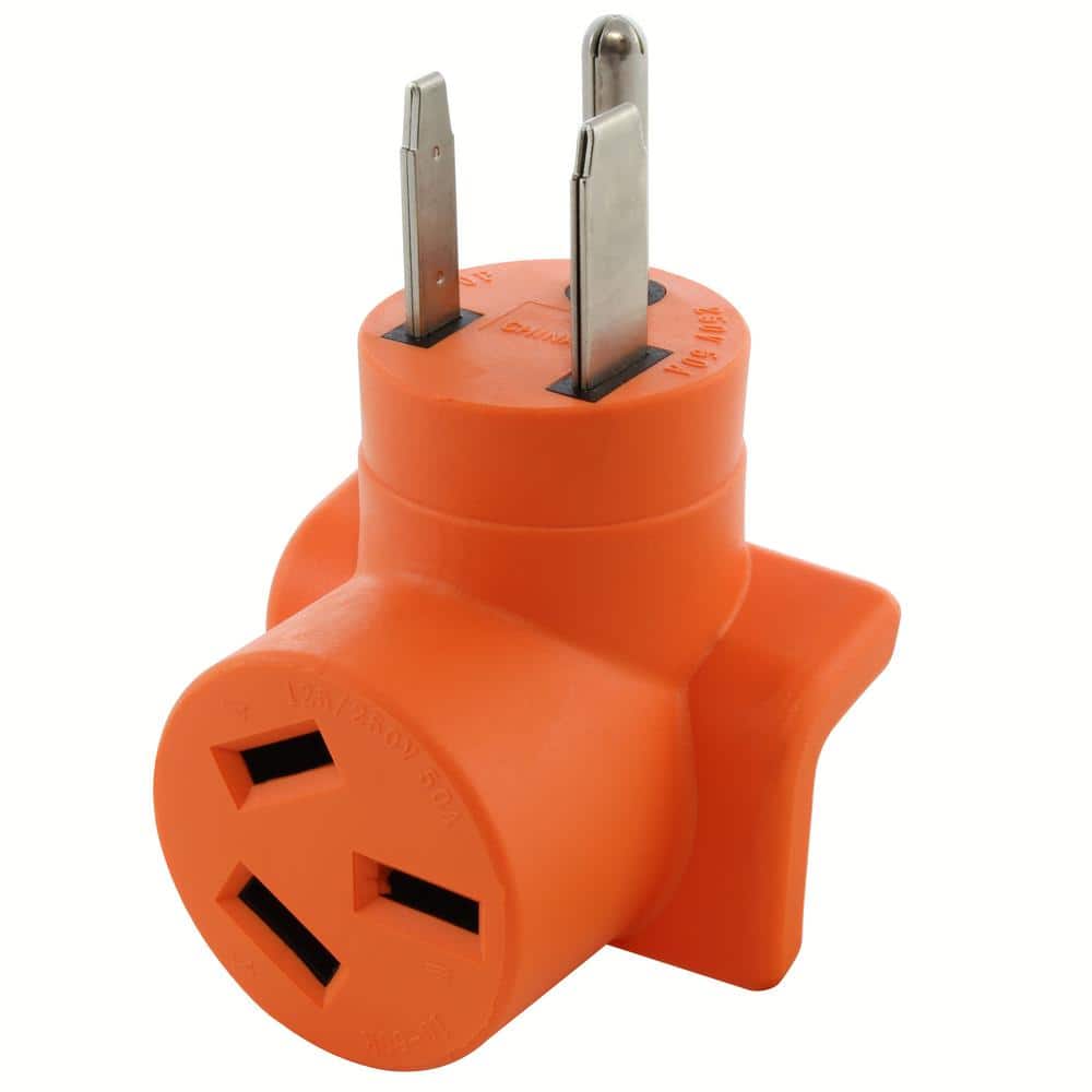 AC WORKS 6-50P Welder Plug to 10-50R 3-Prong 50 Amp 125/250-Volt Older Dryer/Range Adapter (1)