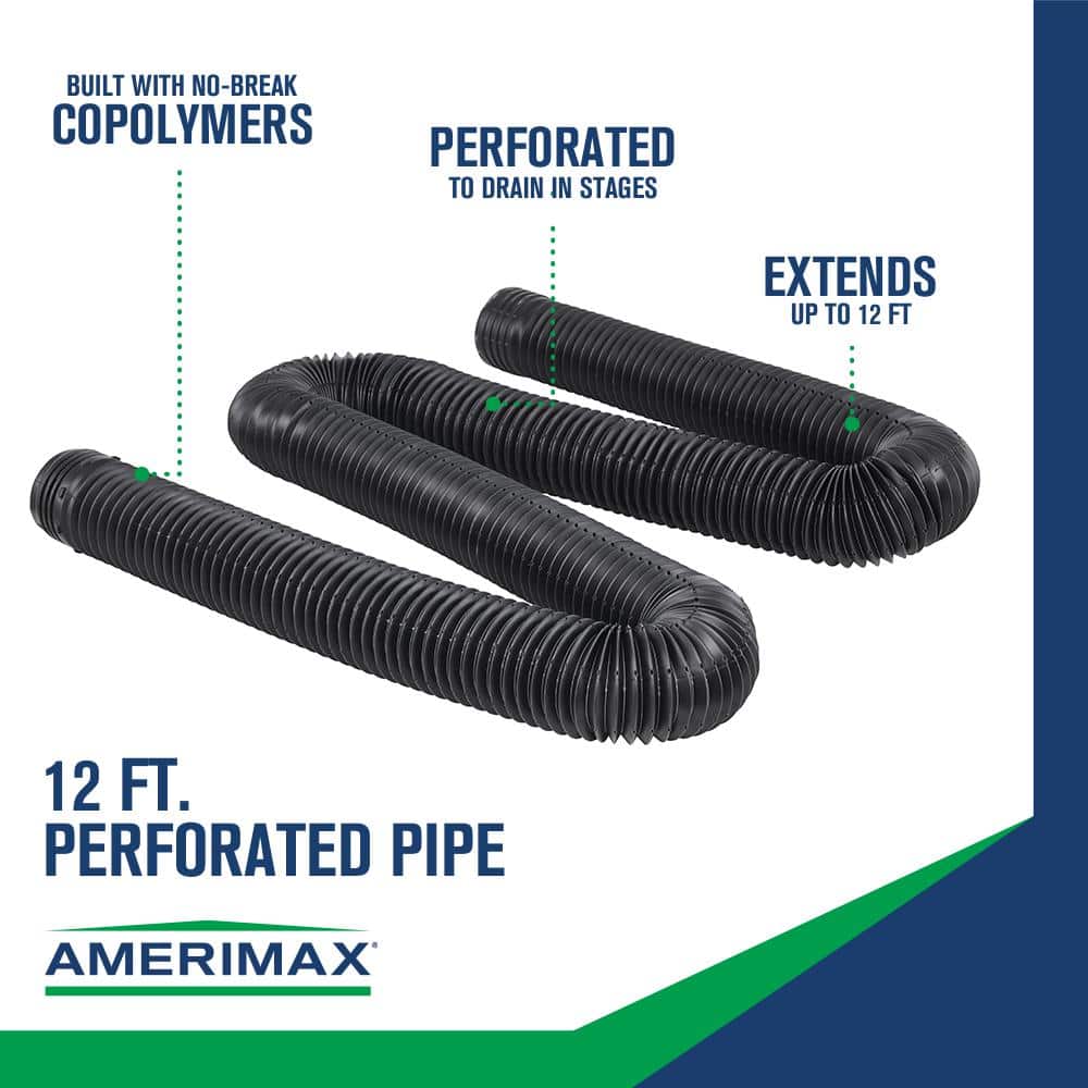 Amerimax Home Products FLEX Drain 4 in. Black Copolymer Perforated Drain Pipe (3)