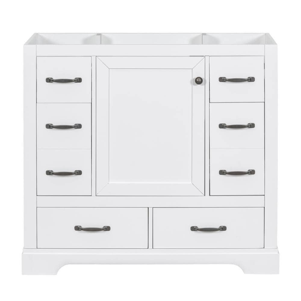 JimsMaison 36 in. W x 18 in. D x 33 in. H Freestanding Bath Vanity Cabinet without Top in White (1)