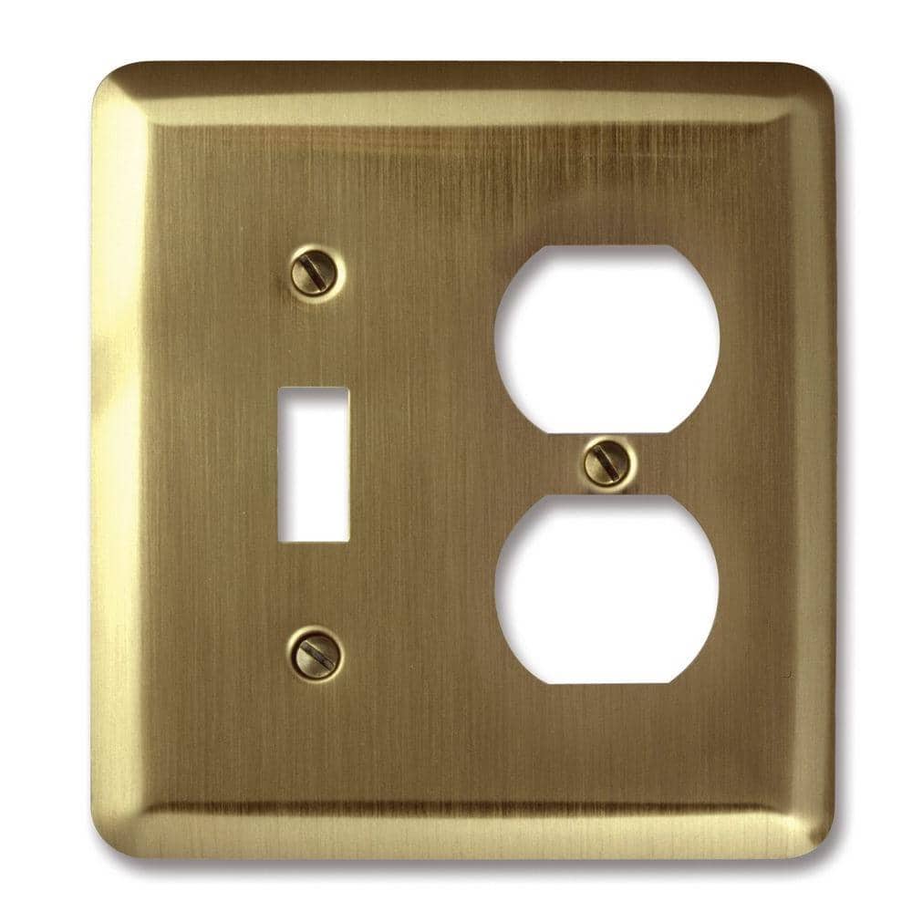 AMERELLE Brass 2-Gang 1-Toggle/1-Duplex Wall Plate (1-Pack)