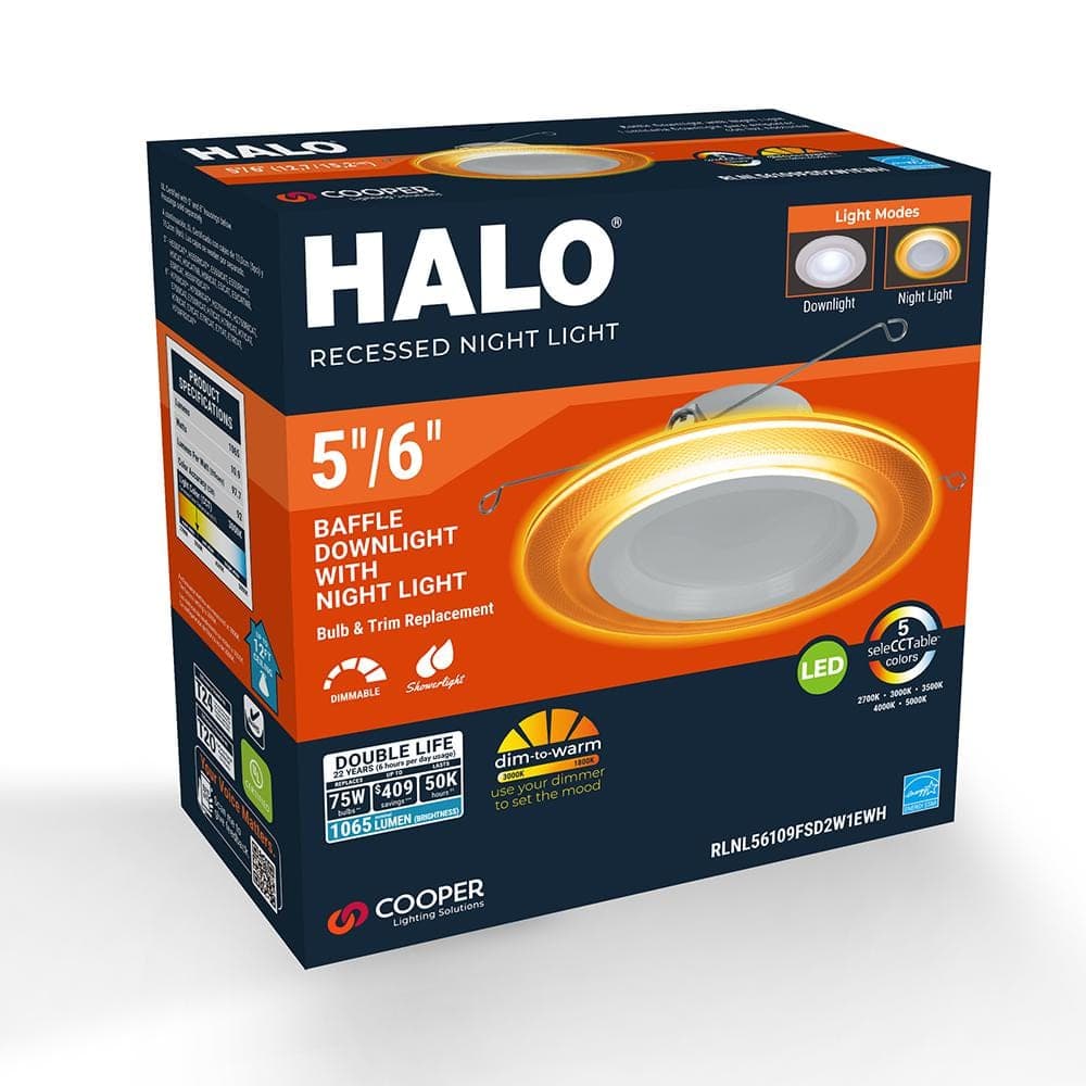 HALO 1-pack 5/6 in. 10.9-Watt RL Night Light Recessed LED Retrofit Module, 1000-Lumens, Selectable CCT, D2W (3)