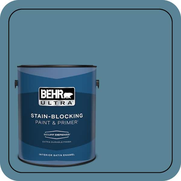 BEHR ULTRA 1 gal. #S480-5 Blue Moon Bay Extra Durable Satin Enamel Interior Paint & Primer (2)