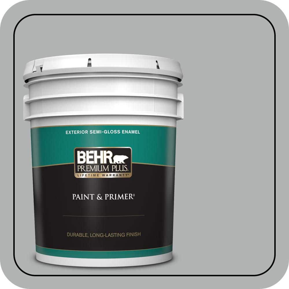BEHR PREMIUM PLUS 5 gal. #PPU26-08 Silverstone Semi-Gloss Enamel Exterior Paint & Primer