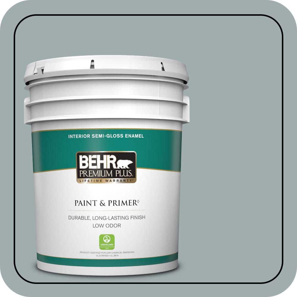 BEHR PREMIUM PLUS 5 gal. #QE-52 Portsmouth Bay Semi-Gloss Enamel Low Odor Interior Paint & Primer
