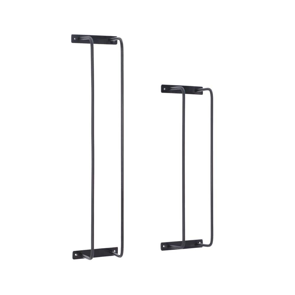 Linon Home Decor Tidus 6.75 in. Wall mounted Metal Towel Bar in Black (Set of 2)
