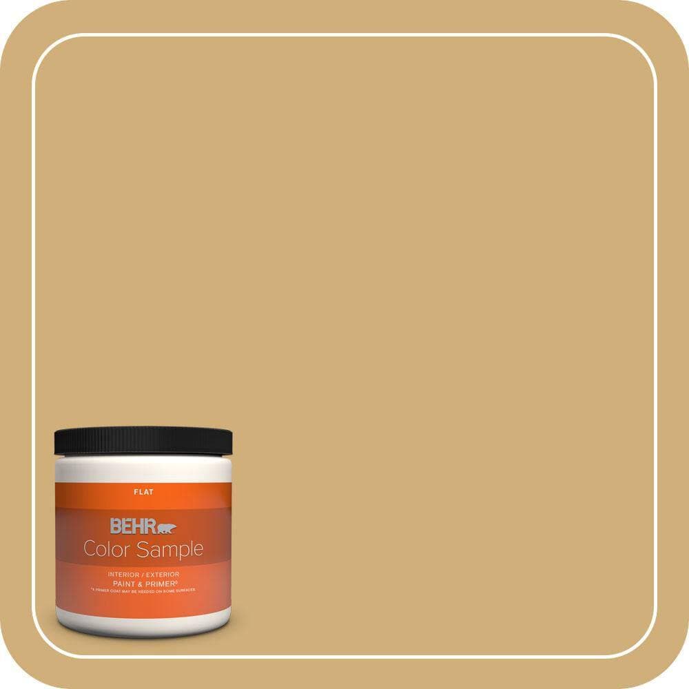 BEHR PREMIUM PLUS #PPU6-15 Romanesque Gold Flat Interior/Exterior Paint & Primer Color Sample (1)