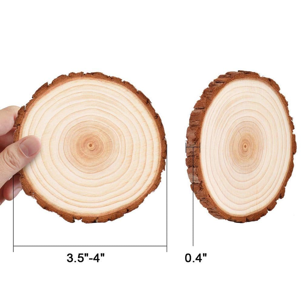 Afoxsos 0.4 in. x 3.5-4 in. x 3.5-4 in. Pine Wood Slices Project Panel 20-Pack for DIY Crafts and Decorations (3)