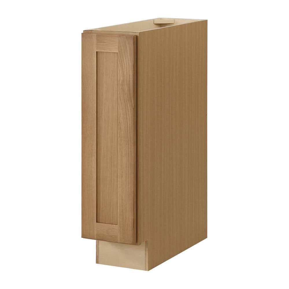Hampton Bay Avondale 9 in. W x 24 in. D x 34.5 in. H Ready to Assemble Plywood Shaker Base Kitchen Cabinet in White Oak
