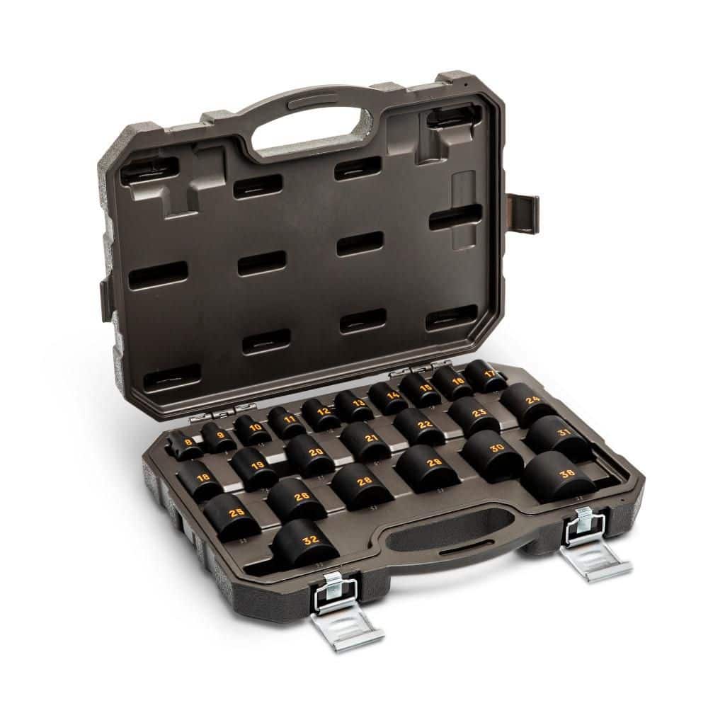 GEARWRENCH 1/2 in. Drive 6-Point Metric Hi-Viz Impact Socket Set (25-Piece) (1)