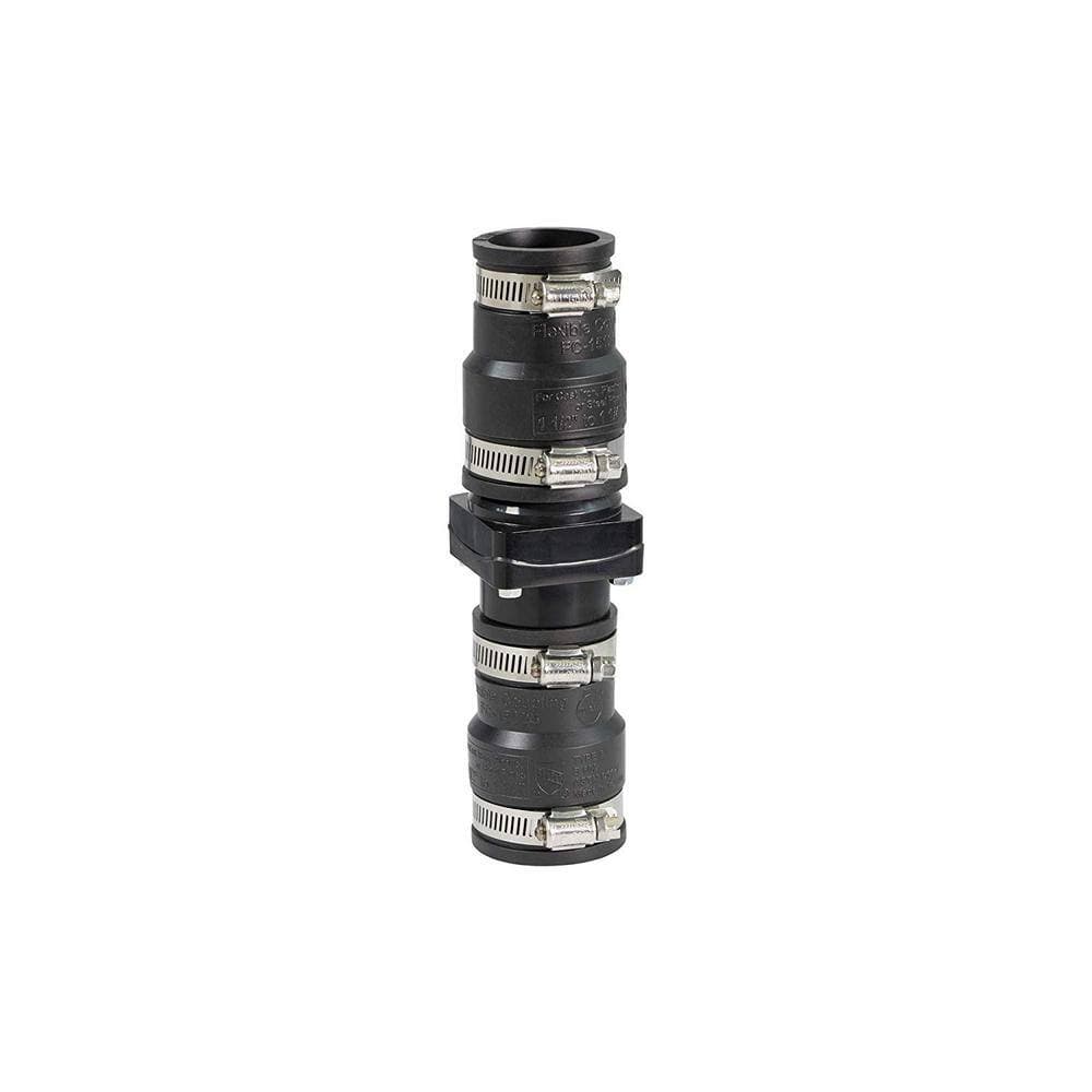 PLUMBFLEX 1.5 in. x 1.25 in. Plastic Sump Pump Check Valve with PVC Adapters and Stainless Steel Clamps
