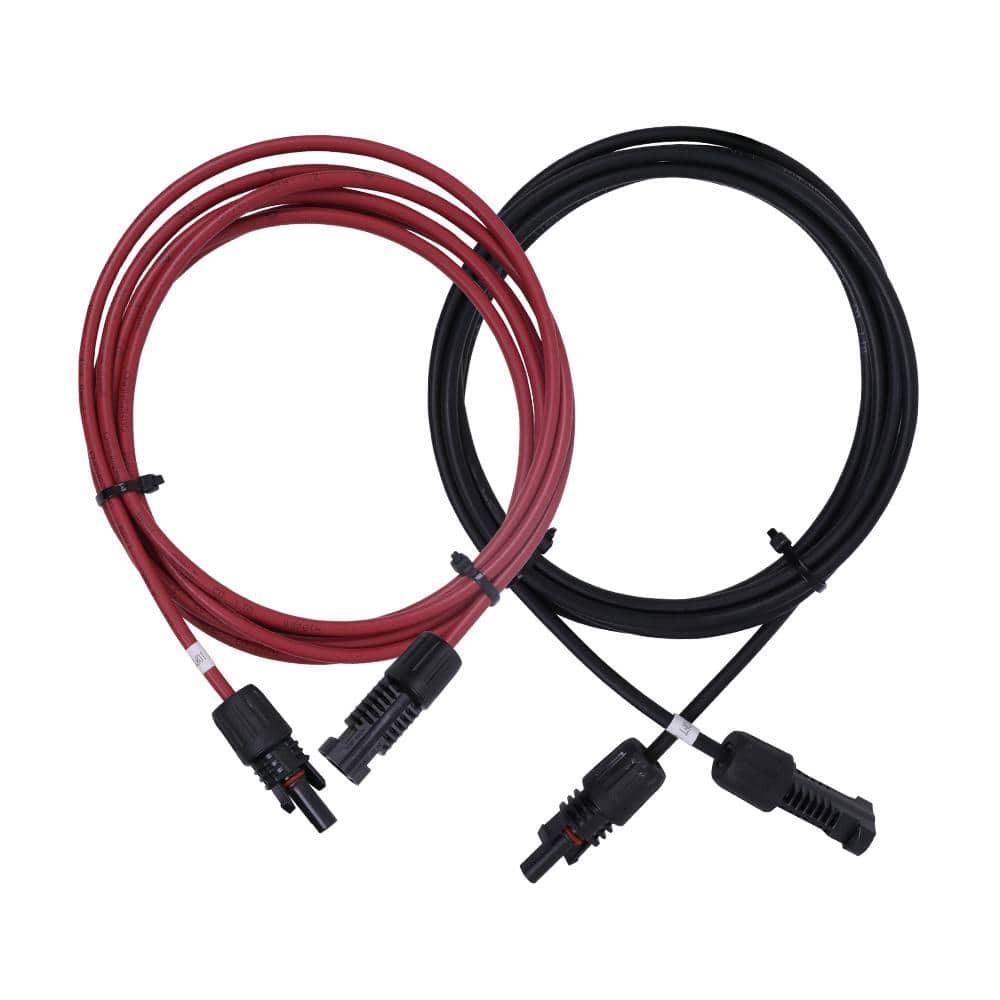 Renogy 10 ft. 12AWG Solar Panel Extension Cable w/ Female and Male Connectors 10 ft. 12AWG 1 Pair 10 ft. 12 Gauge Red and Black (1)