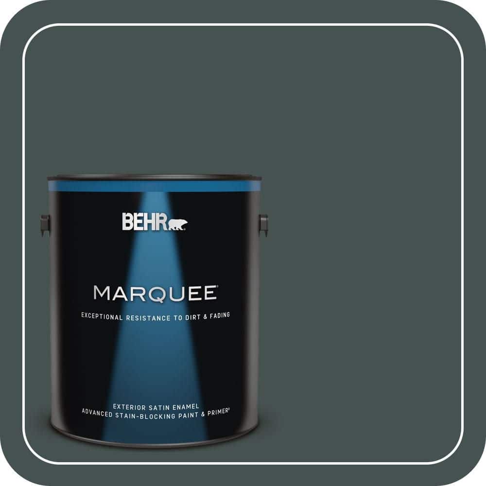 BEHR MARQUEE 1 gal. #MQ6-44 Black Evergreen Satin Enamel Exterior Paint & Primer