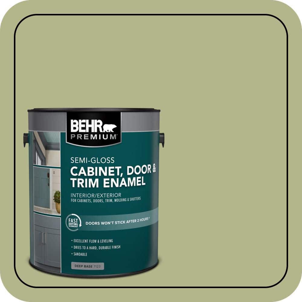 BEHR PREMIUM 1 gal. #M350-4 Sweet Grass Semi-Gloss Enamel Interior/Exterior Cabinet, Door & Trim Paint (1)