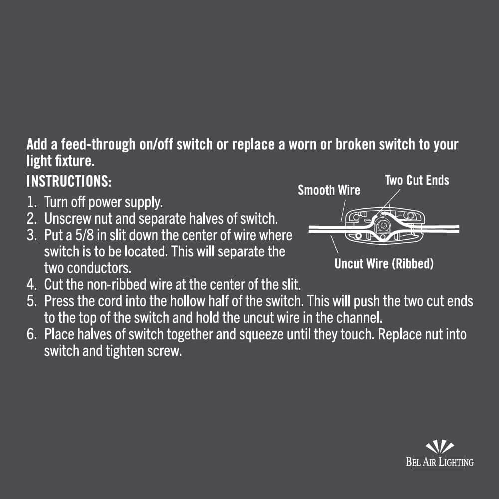 Bel Air Lighting Brown 3 Amp Feed-Through On/Off Lamp Switch Replacement (3)