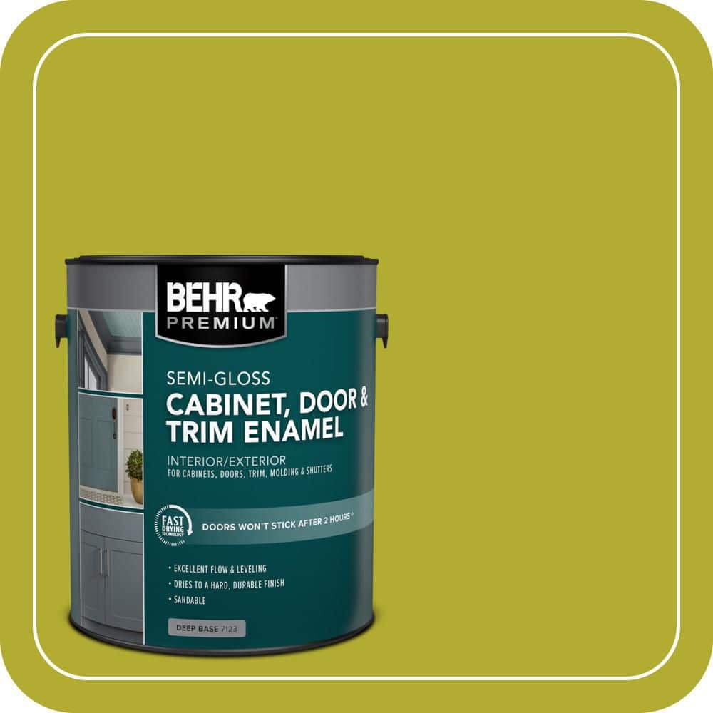 BEHR PREMIUM 1 gal. #P340-6 Green Neon Semi-Gloss Enamel Interior/Exterior Cabinet, Door & Trim Paint