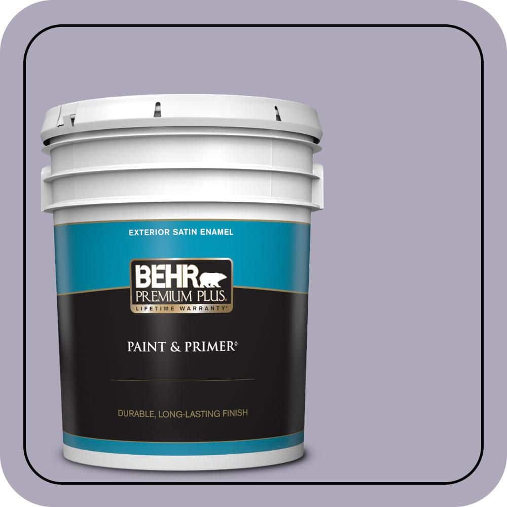 BEHR PREMIUM PLUS 5 gal. #650E-3 Plum Blossom Satin Enamel Exterior Paint & Primer