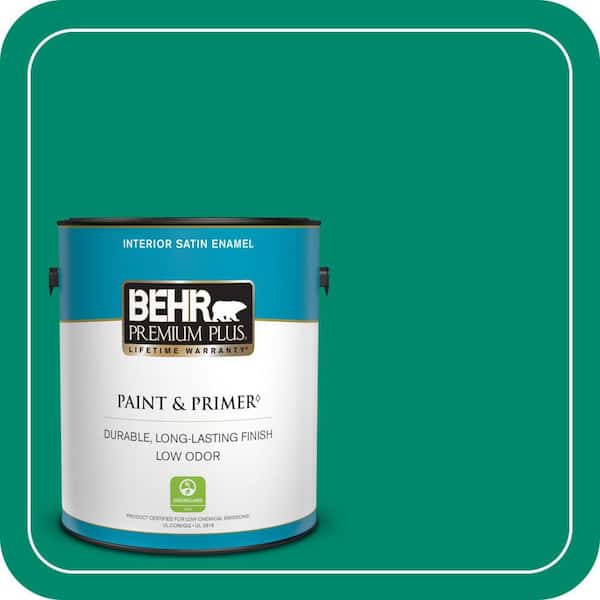 BEHR PREMIUM PLUS 1 gal. #P430-6A Celtic Queen Satin Enamel Low Odor Interior Paint & Primer (2)