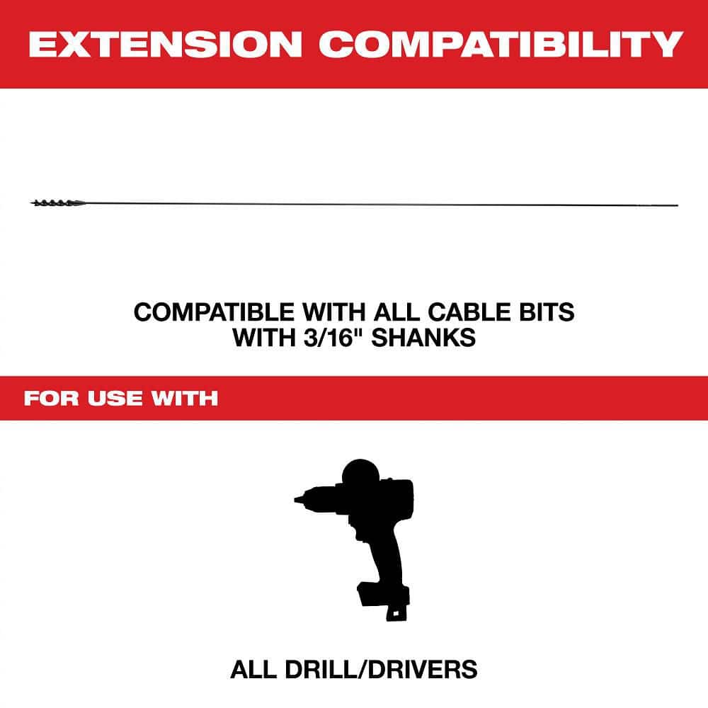 Milwaukee 3/16 in. x 54 in. Cable Bit Extension (3)