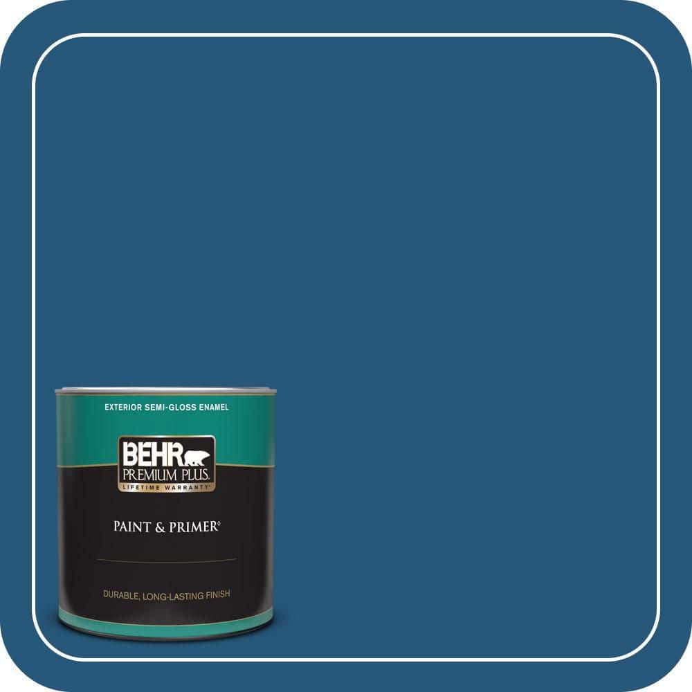 BEHR PREMIUM PLUS 1 qt. #S-H-560 Royal Breeze Semi-Gloss Enamel Exterior Paint & Primer