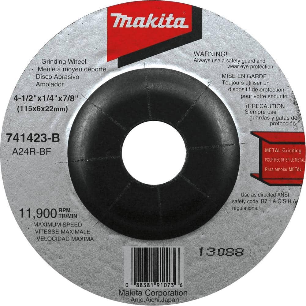 Makita 4-1/2 in. x 7/8 in. x 1/4 in. 24-Grit General Purpose Metal Grinding Wheel (25-Pack) (2)