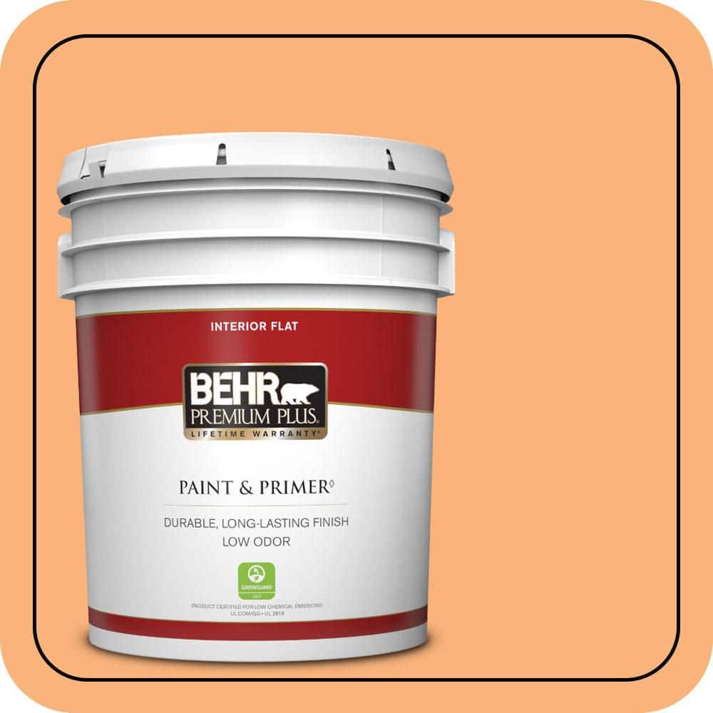 BEHR PREMIUM PLUS 5 gal. #P220-5 Fuzzy Peach Flat Low Odor Interior Paint & Primer