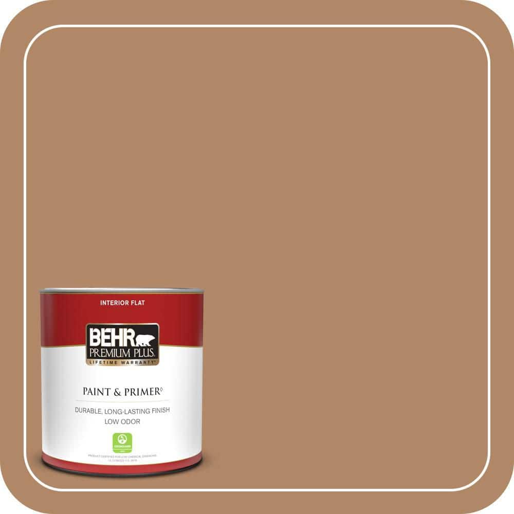 BEHR PREMIUM PLUS 1 qt. #MQ2-02 Syrup Flat Low Odor Interior Paint & Primer