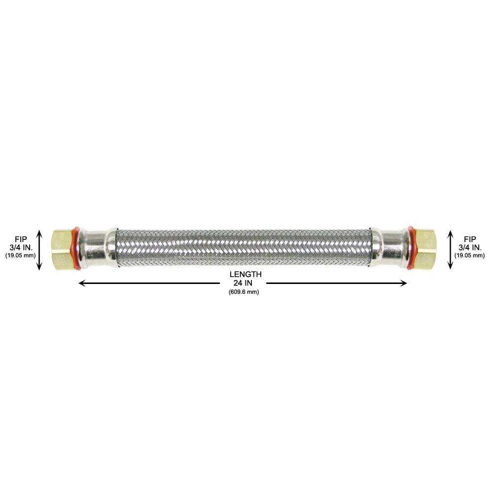 Everbilt 3/4 in. FIP x 3/4 in. FIP x 24 in. Braided Stainless Steel Water Heater Supply Line Pro-Pack (10 Count) (2)