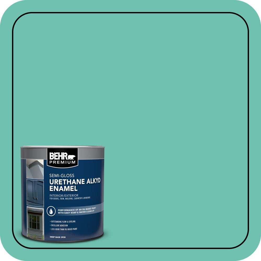 BEHR PREMIUM 1 qt. #P440-4 March Aquamarine Semi-Gloss Enamel Urethane Alkyd Interior/Exterior Paint (1)