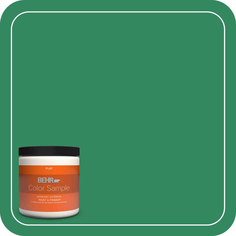 BEHR PREMIUM PLUS 8 oz. #P420-6 Exquisite Emerald Flat Interior/Exterior Paint & Primer Color Sample