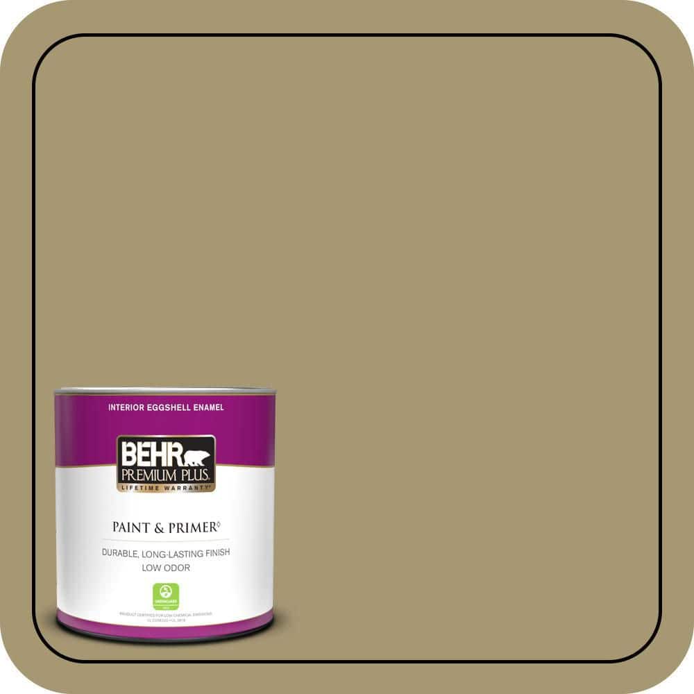 BEHR PREMIUM PLUS 1 qt. #S330-5 Dried Chive Eggshell Enamel Low Odor Interior Paint & Primer