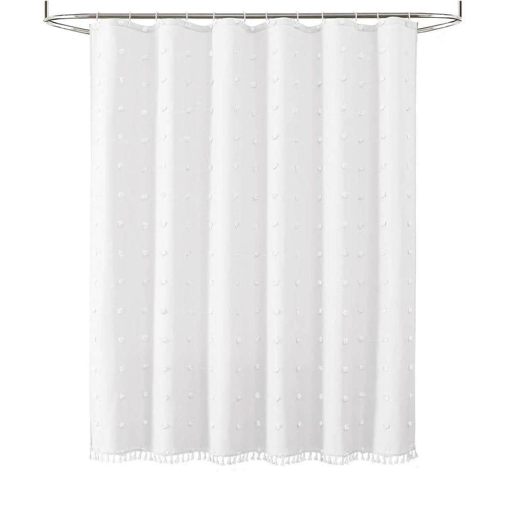 Unbranded Boho Farmhouse 72 in. W x 72 in. L Fabric Shower Curtain in White (1)