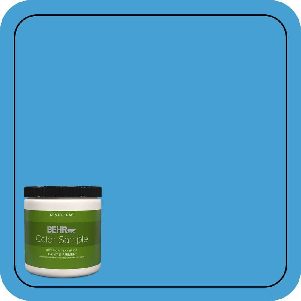 BEHR PREMIUM PLUS 8 oz. #P500-5 Peaceful River Semi-Gloss Interior/Exterior Paint & Primer Color Sample