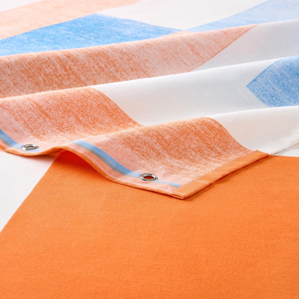 Home Dynamix Lucy Mid Century 70 in. x 72 in. Cotton Squares Shower Curtain White Orange (Single Pack) (2)