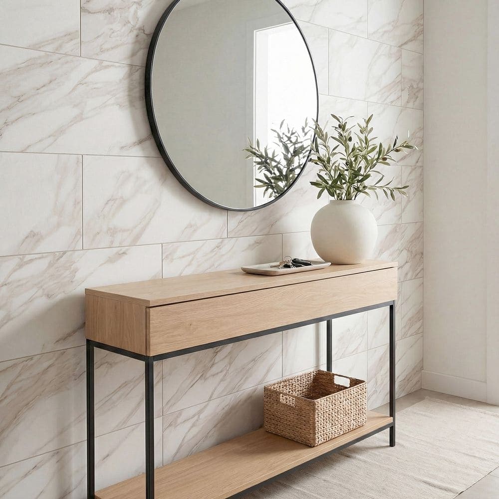 TrafficMaster Strata 12 in. x 24 in. Matte Ceramic Marble Look Floor and Wall Tile (16 sq. ft. /Case) (4)