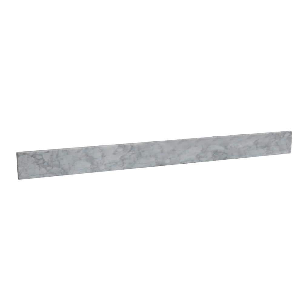 Bellaterra Home 46.6 in. x 3.5 in. x 0.9 in. W Carrara Marble Bathroom Vanity Backsplash in White (800632-48 ONLY)