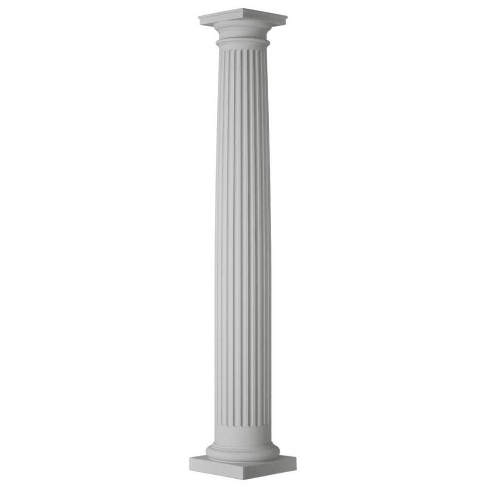 Ekena Millwork 10"Dia. x 8'H Endura-Stone Fluted Column, Round (FRP), Architectural Taper, Tuscan Cap & Base, Plan Type D: Split in 1/2 (1)