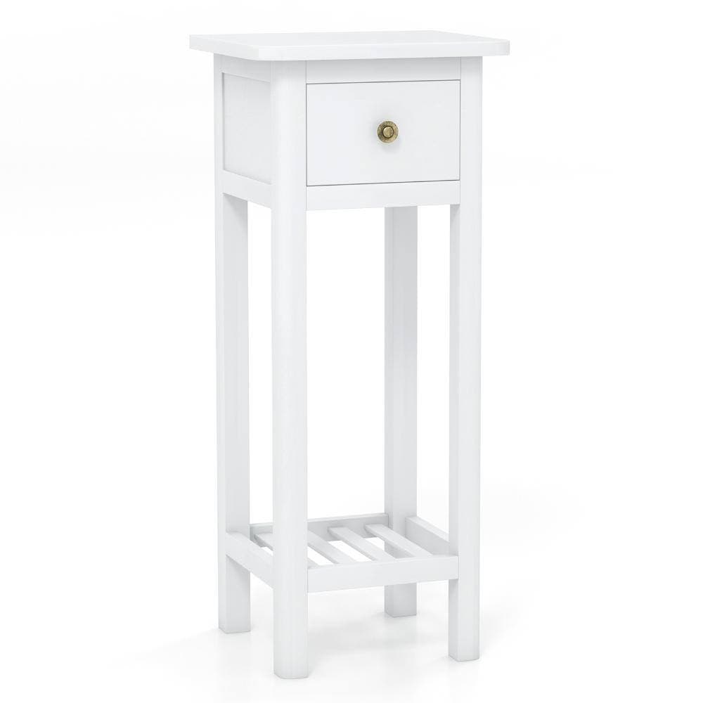 Volenca 2-Tier Slim Nightstand with Drawer and Shelf (1)