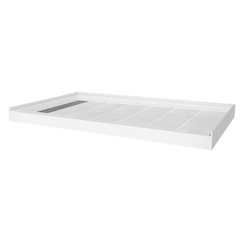 Dimakai 60 in. L 36 in. W Alcove Shower Pan Base with Drain (4)